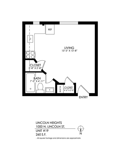 A black and white image of a floor plan for a home at Lincoln Heights.